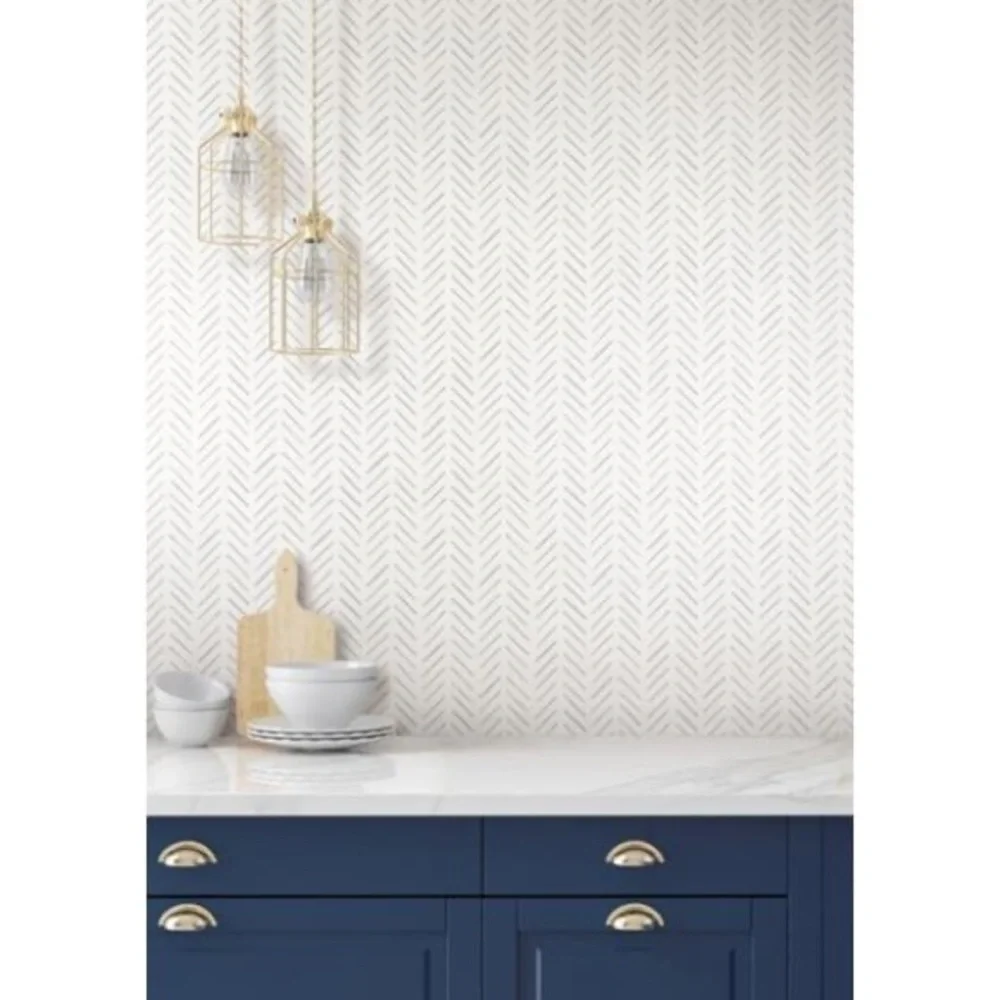 Magnolia home Painted Herringbone Gray York Wallpaper